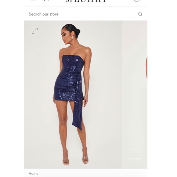 BNWT Meshki navy sequinned Selma mini dress - Picture 2 of 10